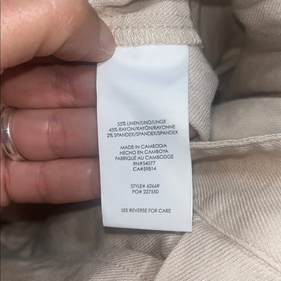 Cabi Traipse Trousers High Waist Pleated Wide Leg Relaxed Linen Pant Biscotti 2 - Picture 8 of 8